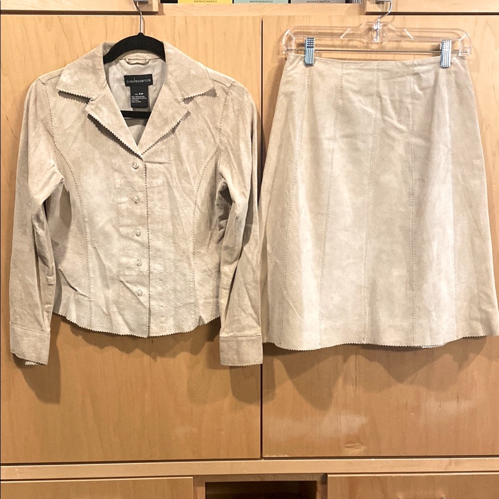 Tan 100% Suede Top and Skirt set